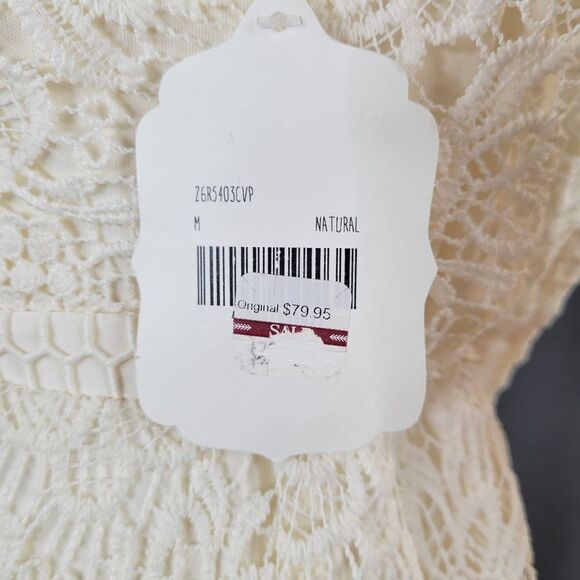 Altar'd‎ State Lace Crochet Overlay Sleeveless V-Neck Zip Back Creme Dress Sz M - Picture 7 of 8
